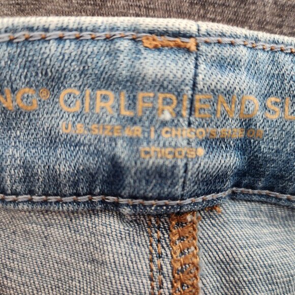 Chico's So Slimming Girlfriend Floral Jeans, Chico's size 0 (Misses 4), Like New - Picture 8 of 9